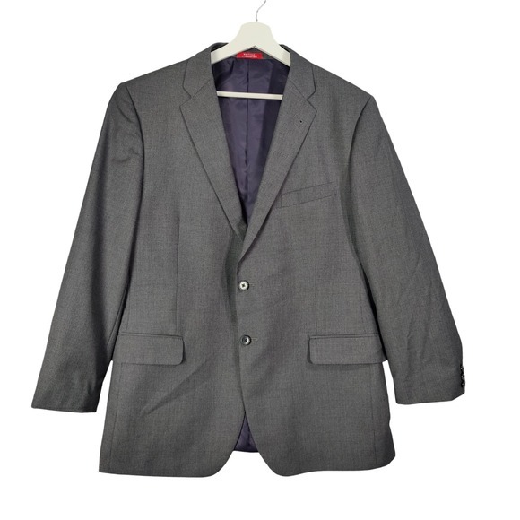 Ermenegildo Zegna Trim Fit Wool Blazer Jacket Mens 44R Gray Stripped Double Vent